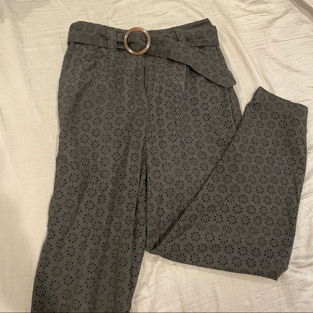 Black flower belted ASOS trousers